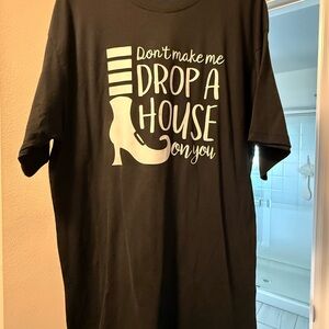 Black Graphic T-Shirt with White Print